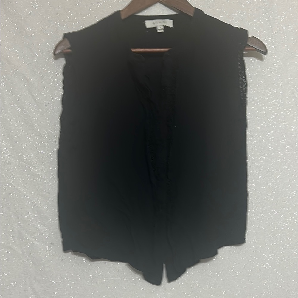 Anthropologie Black Blouse with V-Neck and Relaxed Fit